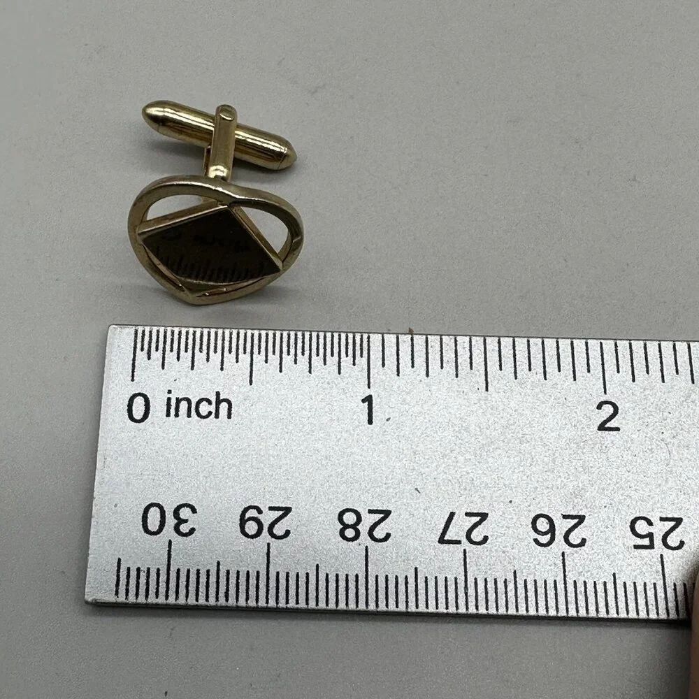 Vintage Swank Men Cufflinks Set of 2 Gold Tone Mesh Rhinestone Modern Square